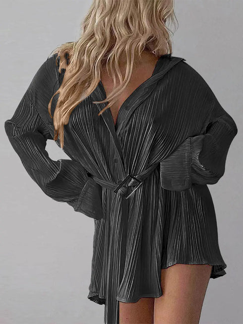 'Amara' Button Up Dropped Shoulder Shirt Dress - Celes Fashion